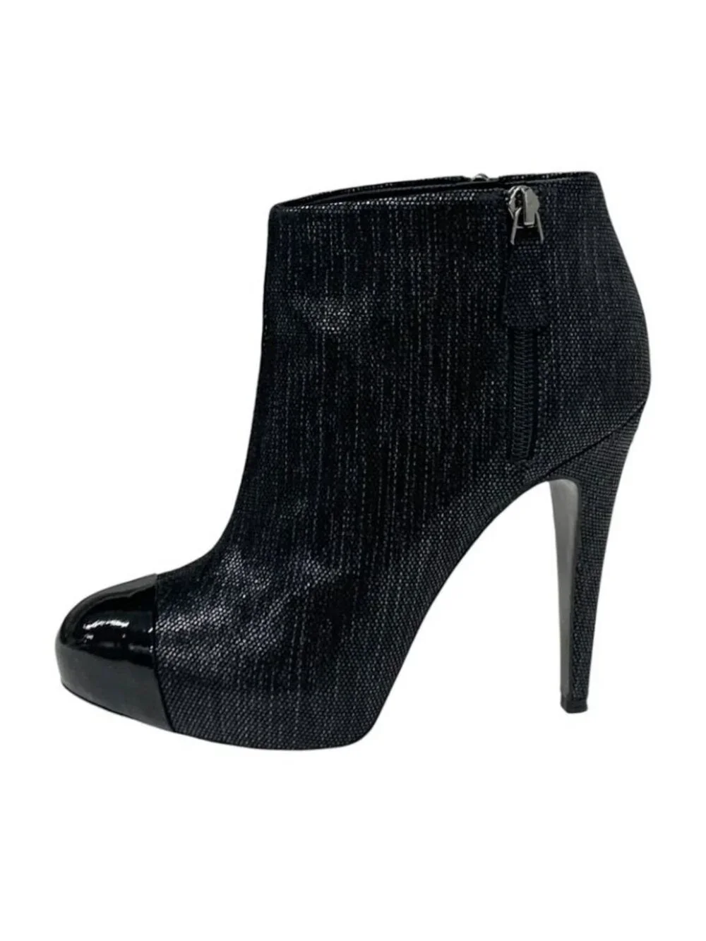 Chanel Boots Short Shoes Leather Black Coco Mark Metallic - Picture 3 of 9